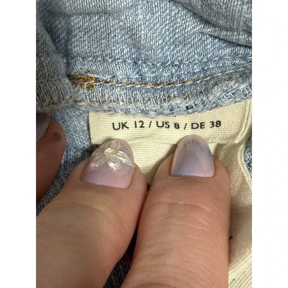Poetry Hemp Organic Cotton Pleated High Rise Wide Leg Trousers Light Blue UJ42 - Picture 9 of 10